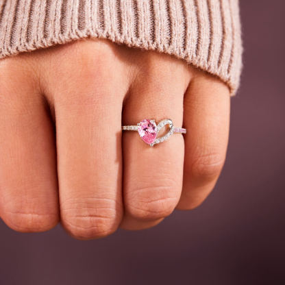 Half Of My Heart Lives In Heaven With You Forever Pink Heart Ring