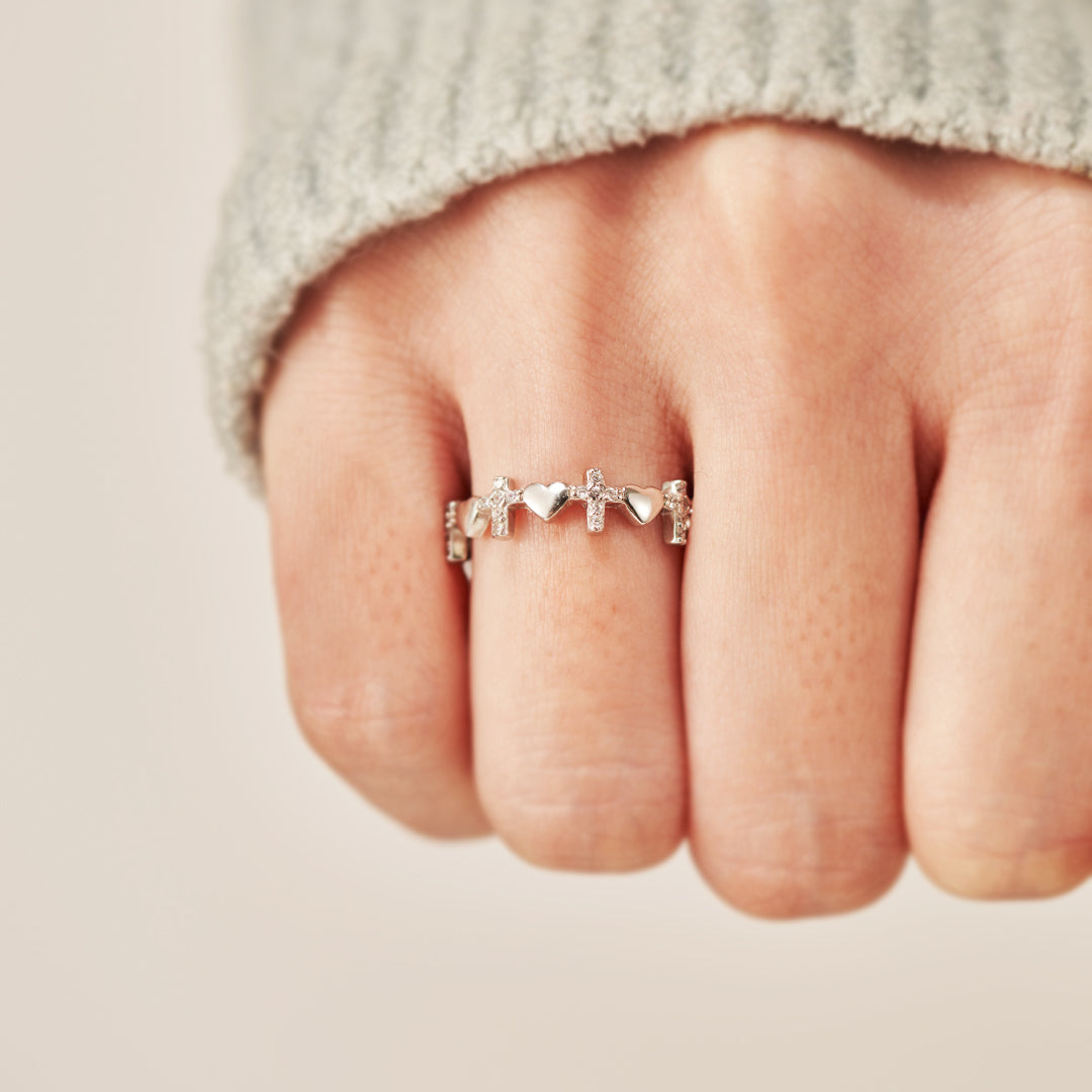 To My Daughter-Cross Heart Ring