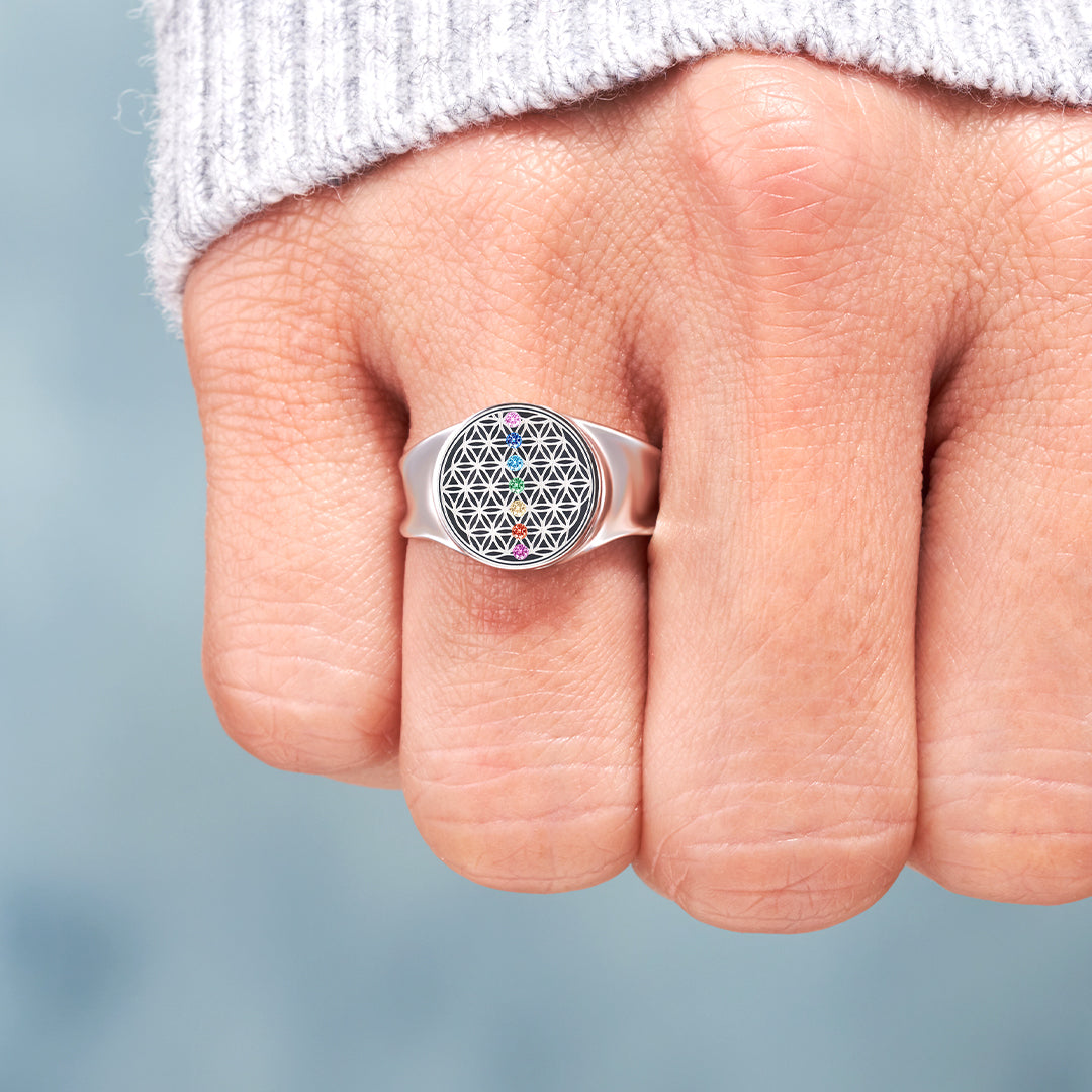 Breathe In Breathe Out And Move On Seven Chakras Ring