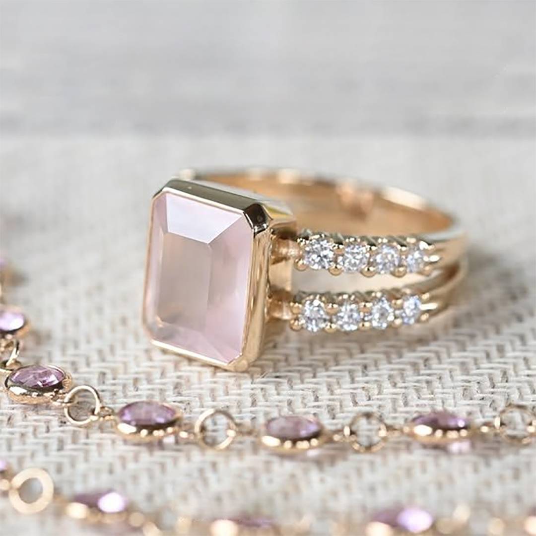 Breast Cancer I Am Enough Rose Quartz Ring