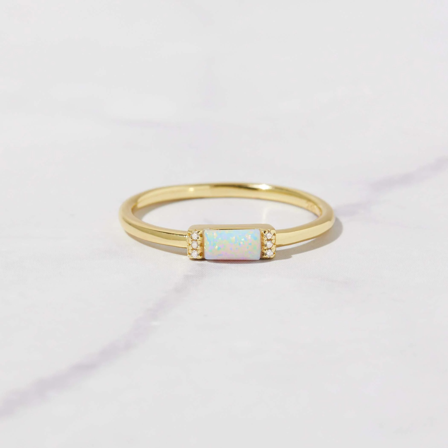 Beautiful Baguette Cut-Opal Ring