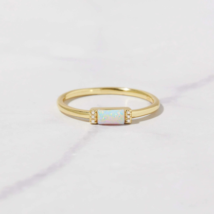 Beautiful Baguette Cut-Opal Ring