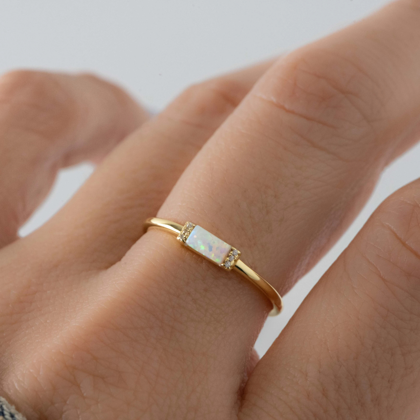 Beautiful Baguette Cut-Opal Ring