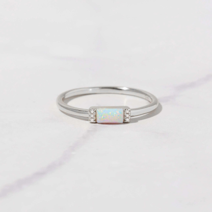 Beautiful Baguette Cut-Opal Ring