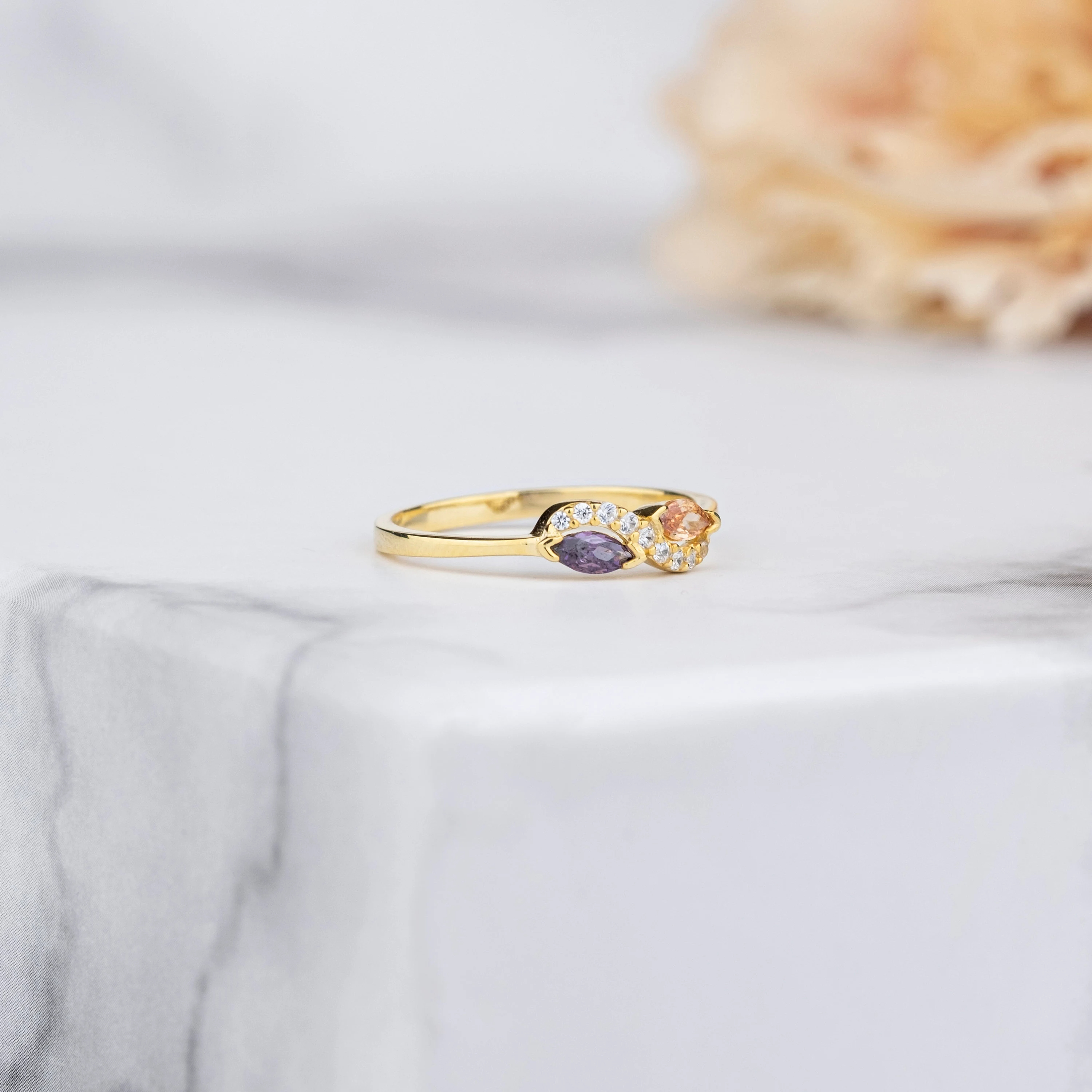Double Marquise Birthstone Infinity Ring