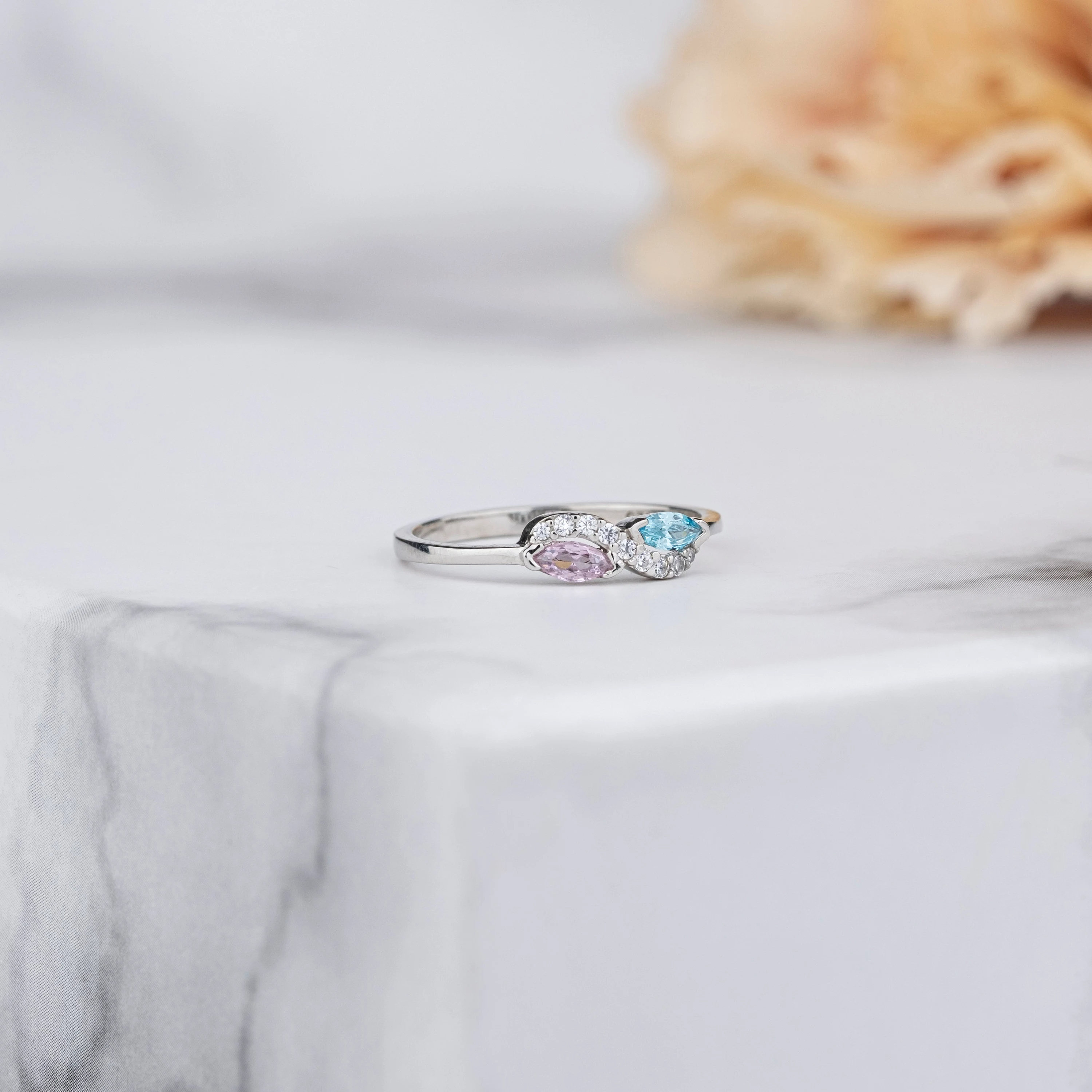 Double Marquise Birthstone Infinity Ring