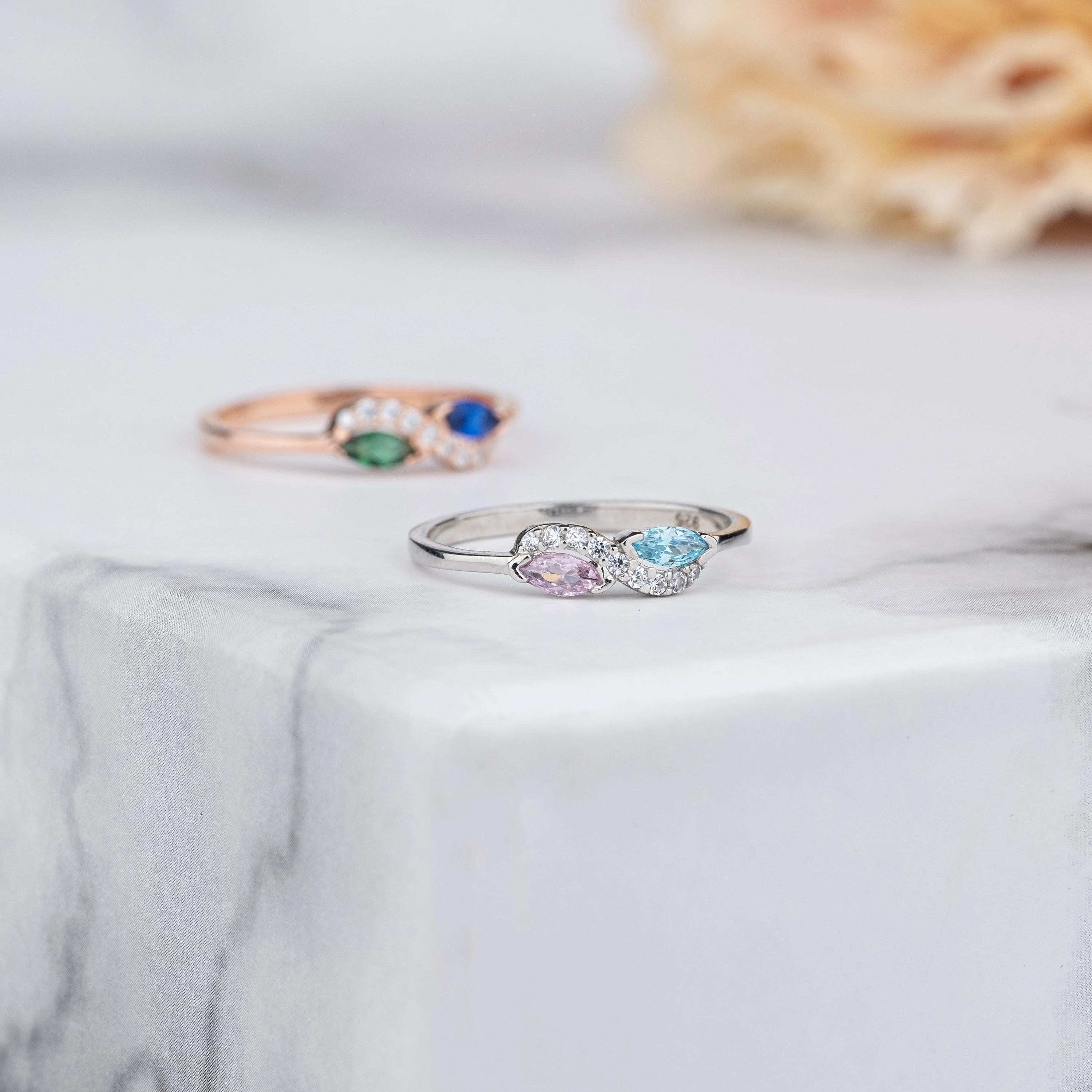 Double Marquise Birthstone Infinity Ring