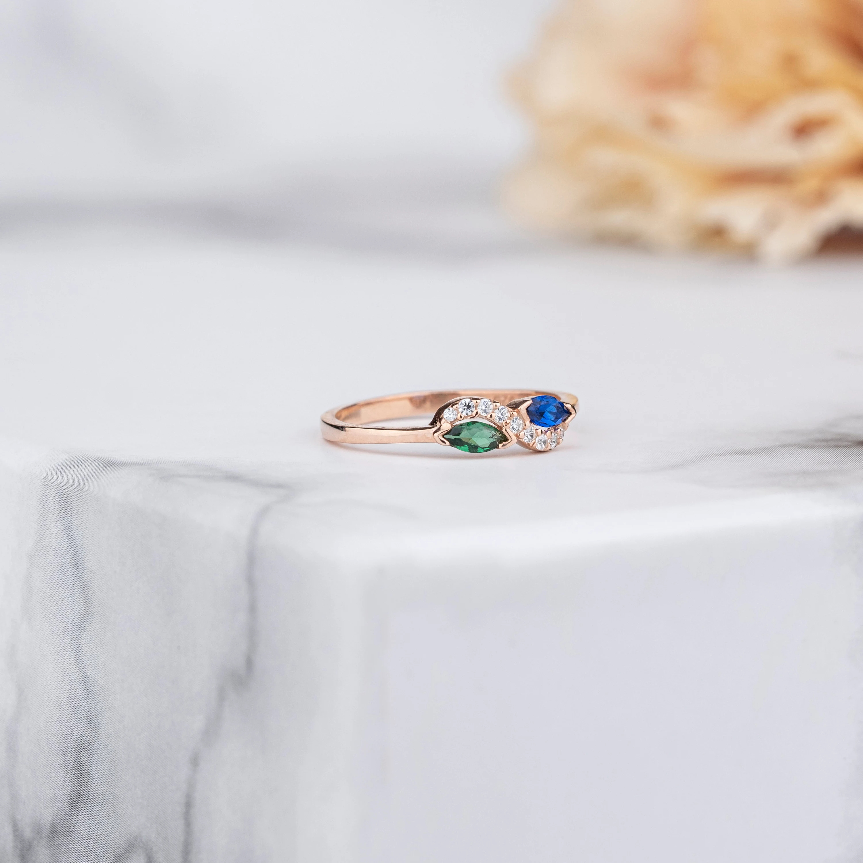 Double Marquise Birthstone Infinity Ring