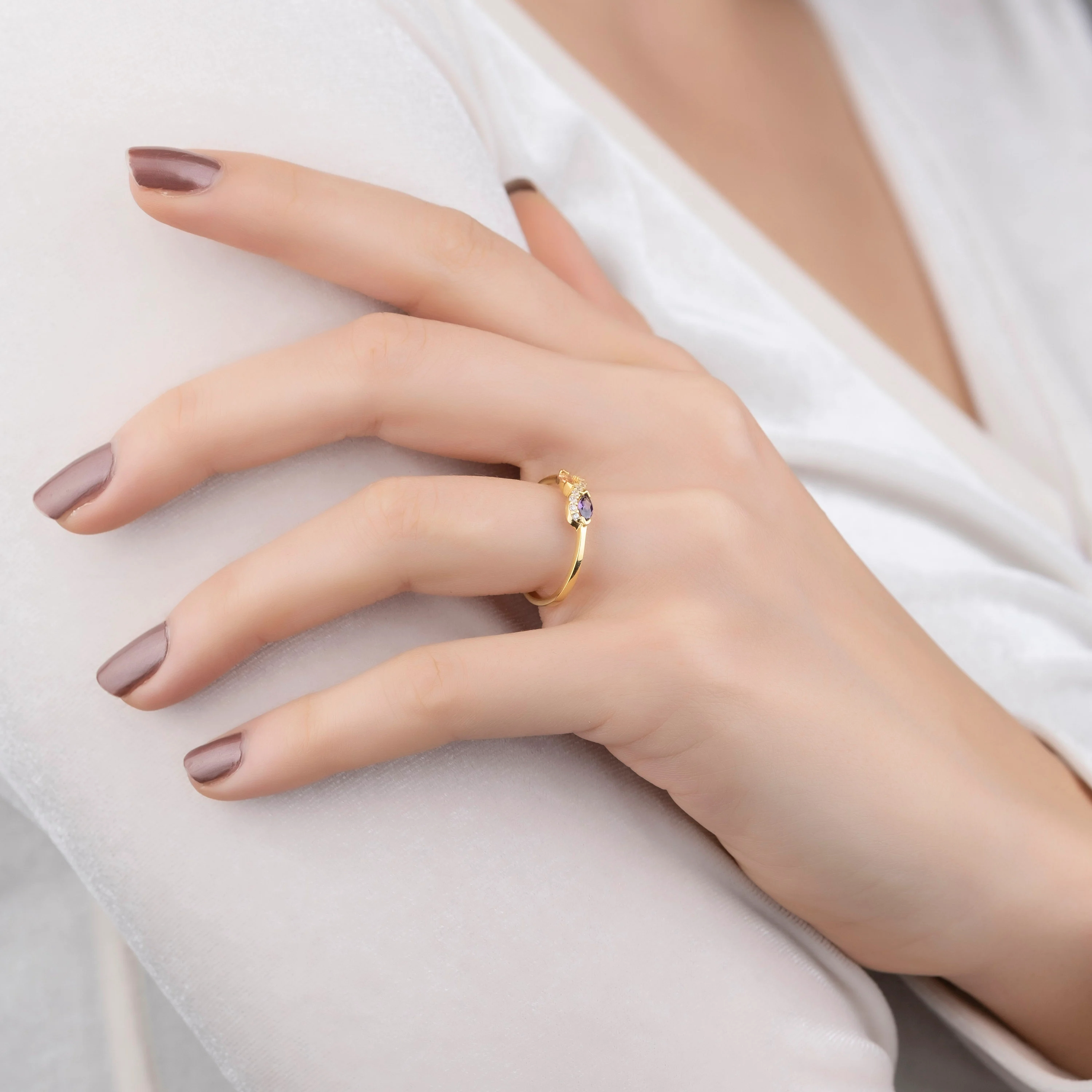 Double Marquise Birthstone Infinity Ring