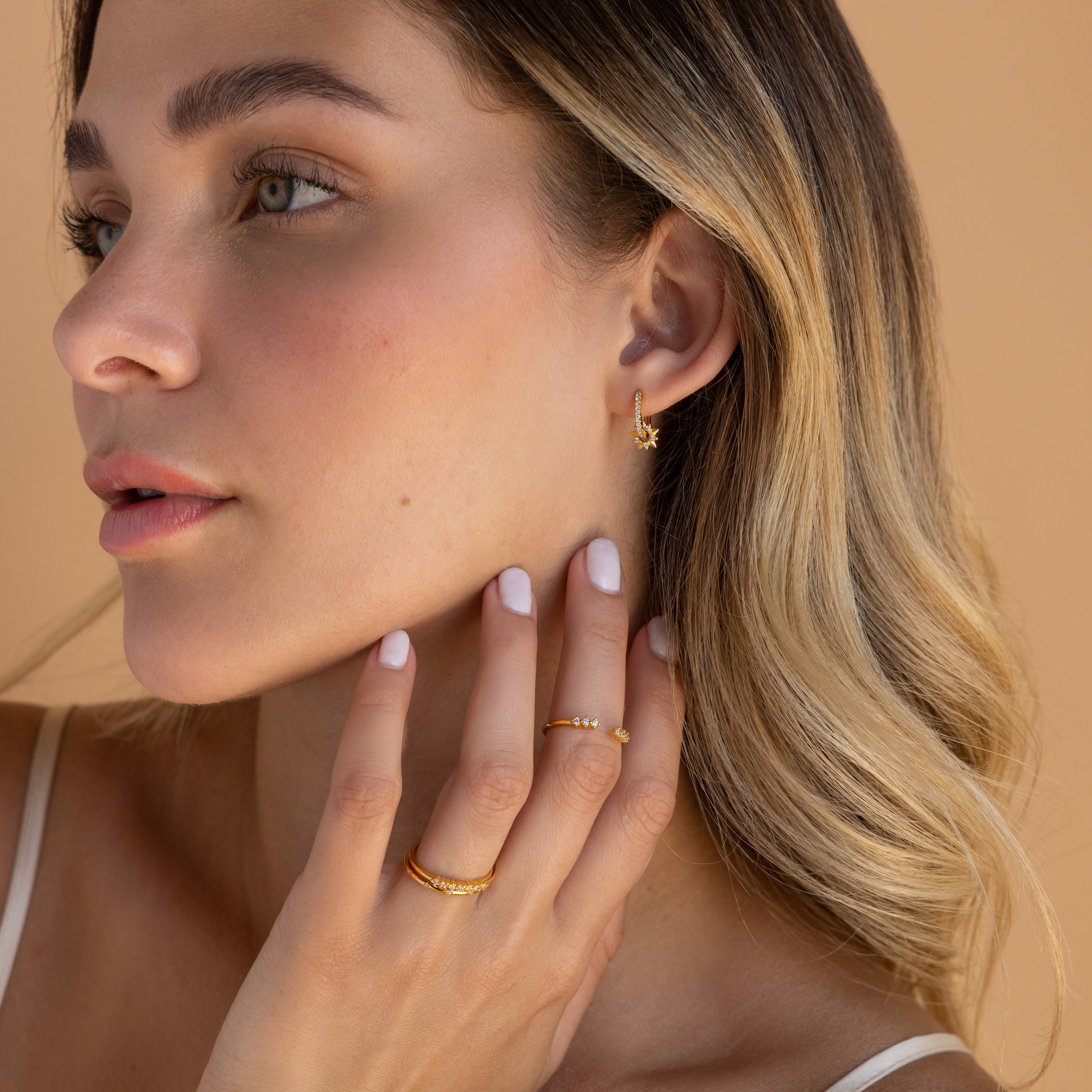 Sun Huggie Hoop Earrings