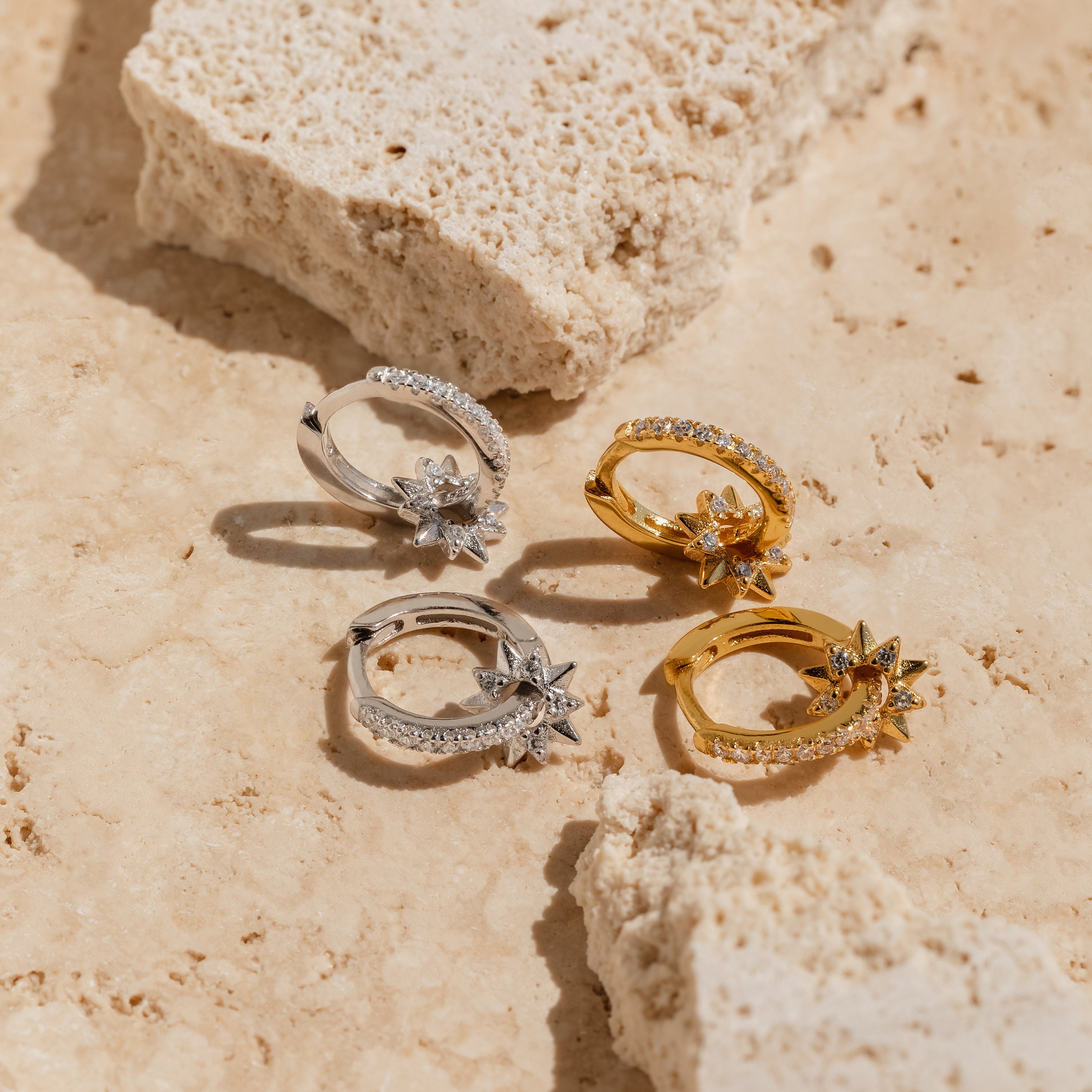 Sun Huggie Hoop Earrings