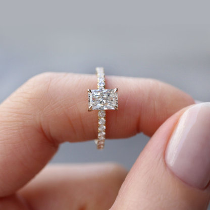 1ct Radiant Cut Moissanite Ring