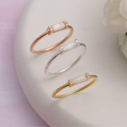 Beautiful Baguette Cut-Opal Ring