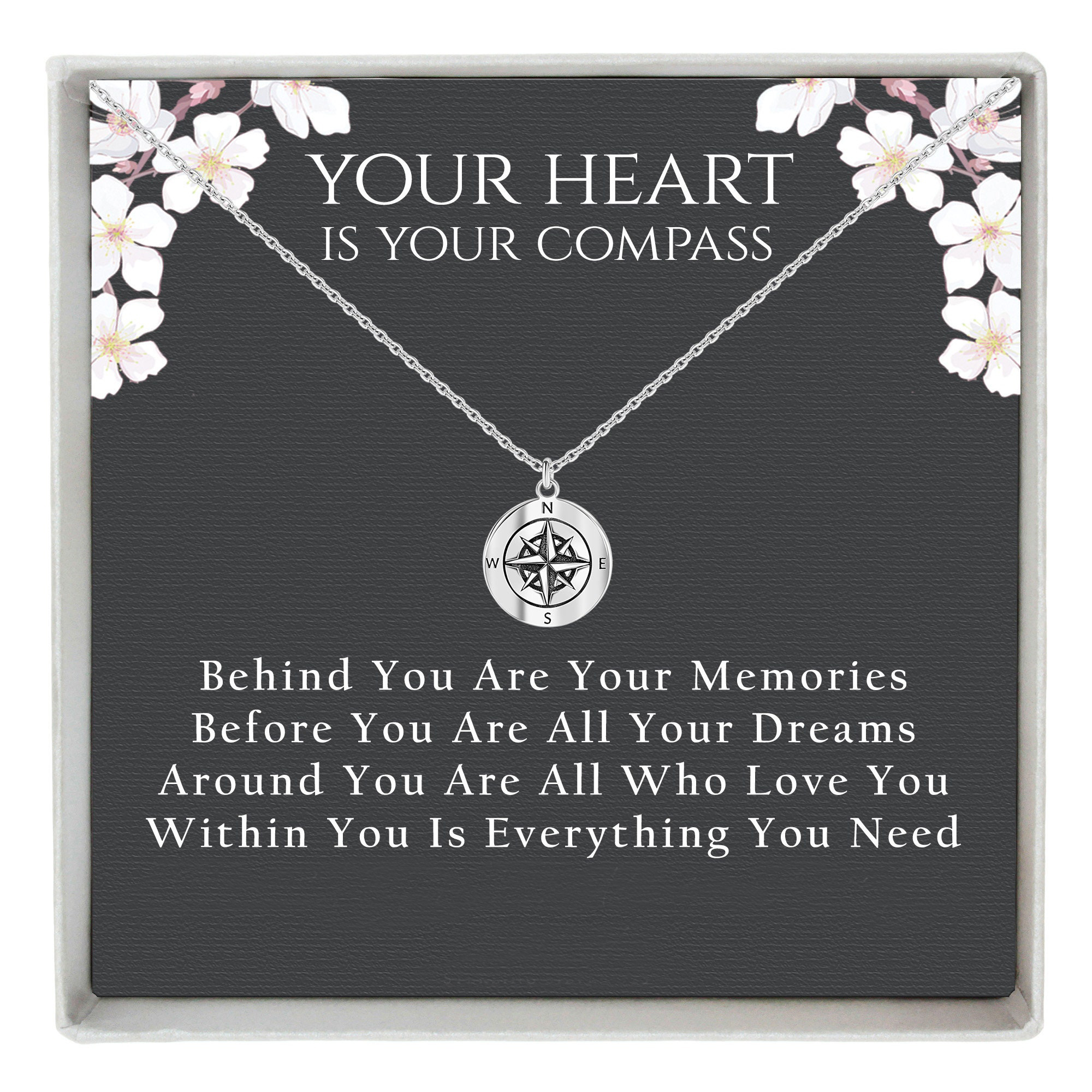 Your Heart Is Your Compass Graduation Necklace