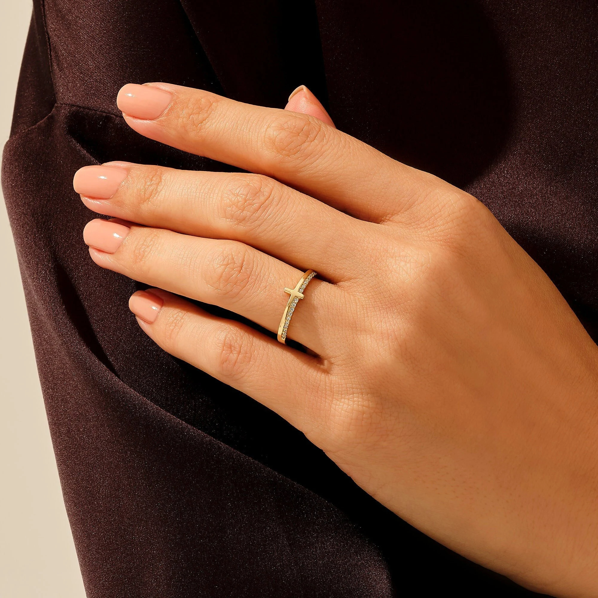 Mama Never Quit Golden Cross Ring
