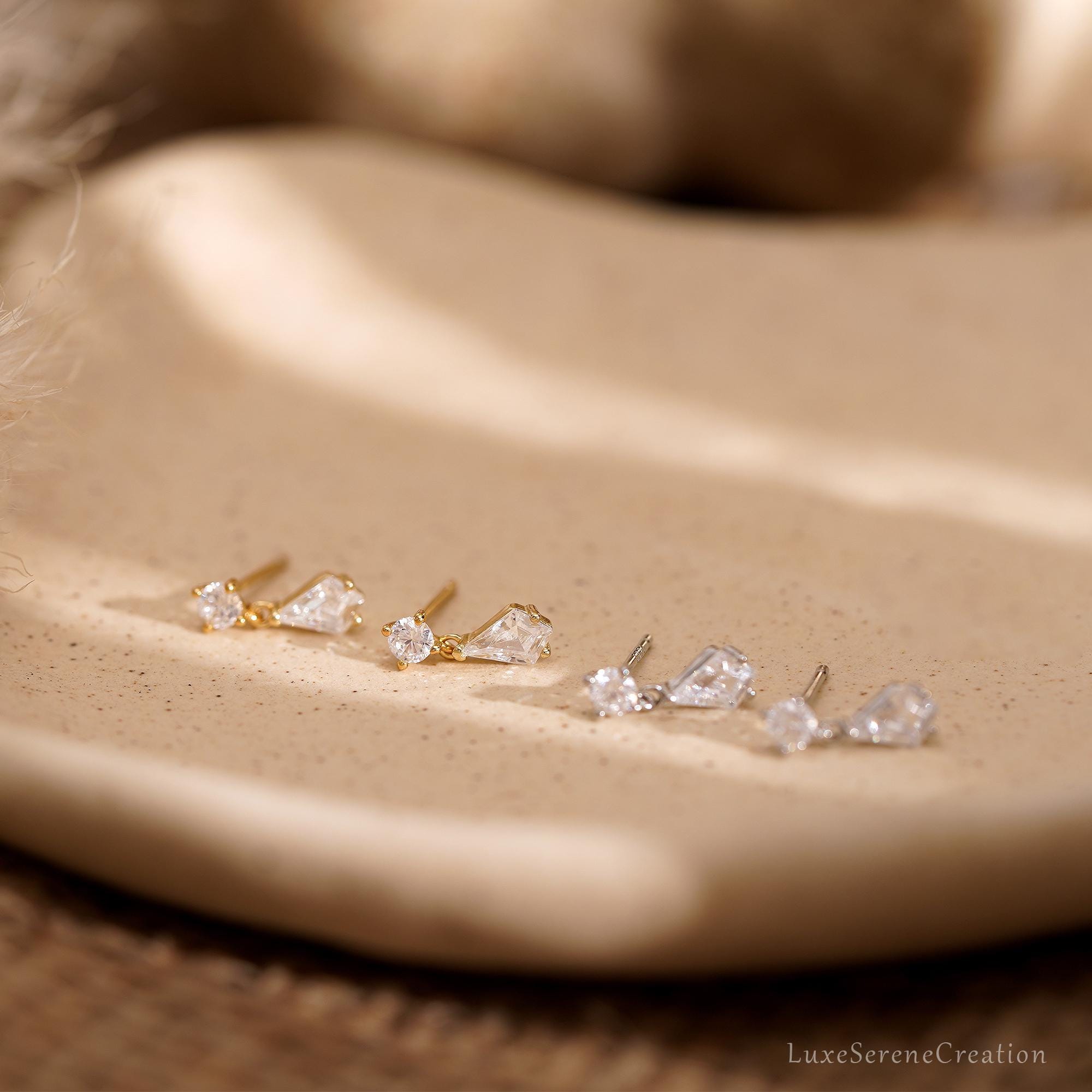 Classic Diamond Teardrop Stud Earrings