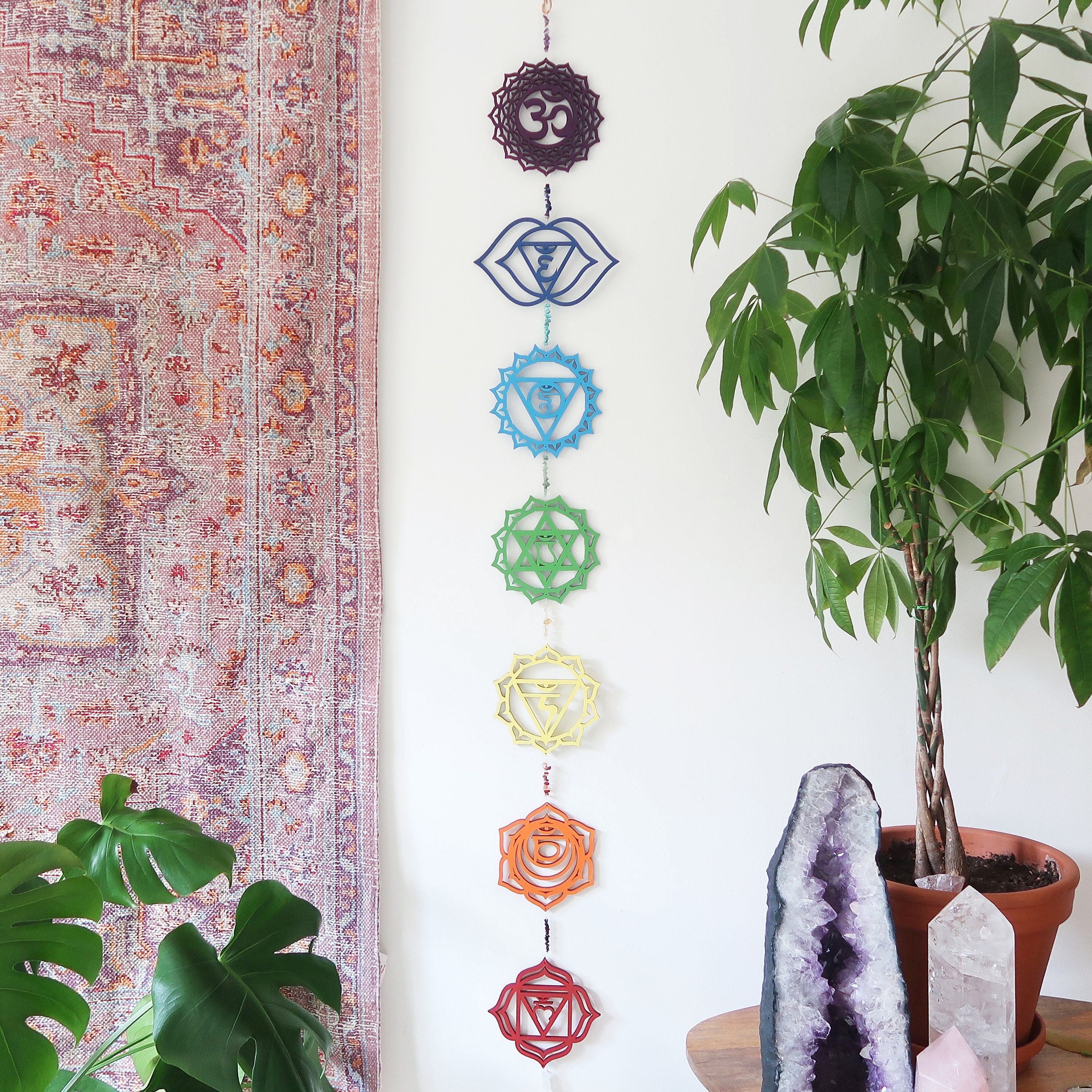 Coppermoon Chakra Wall Hanging – Sacred Gemstone Art for Energy & Light