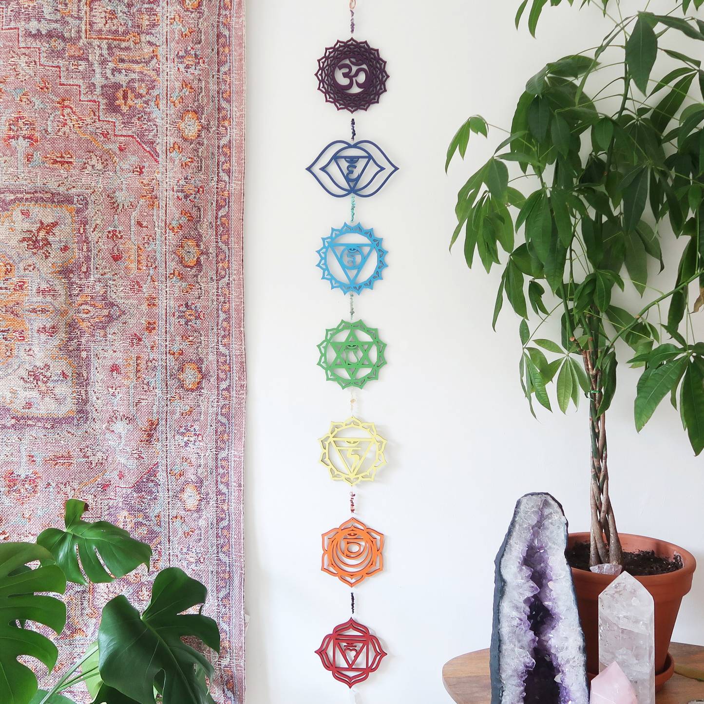 Coppermoon Chakra Wall Hanging – Sacred Gemstone Art for Energy & Light