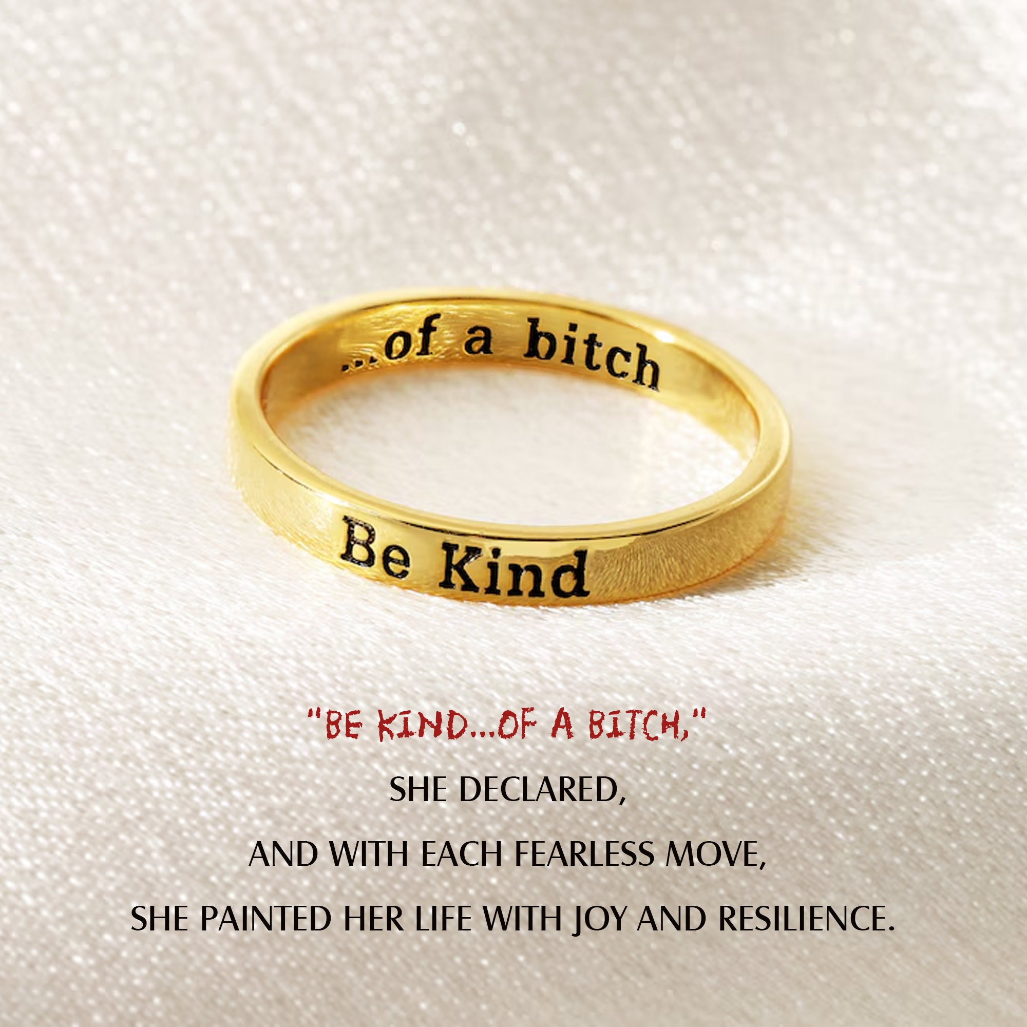 Inspirational Engraved Mantra Ring