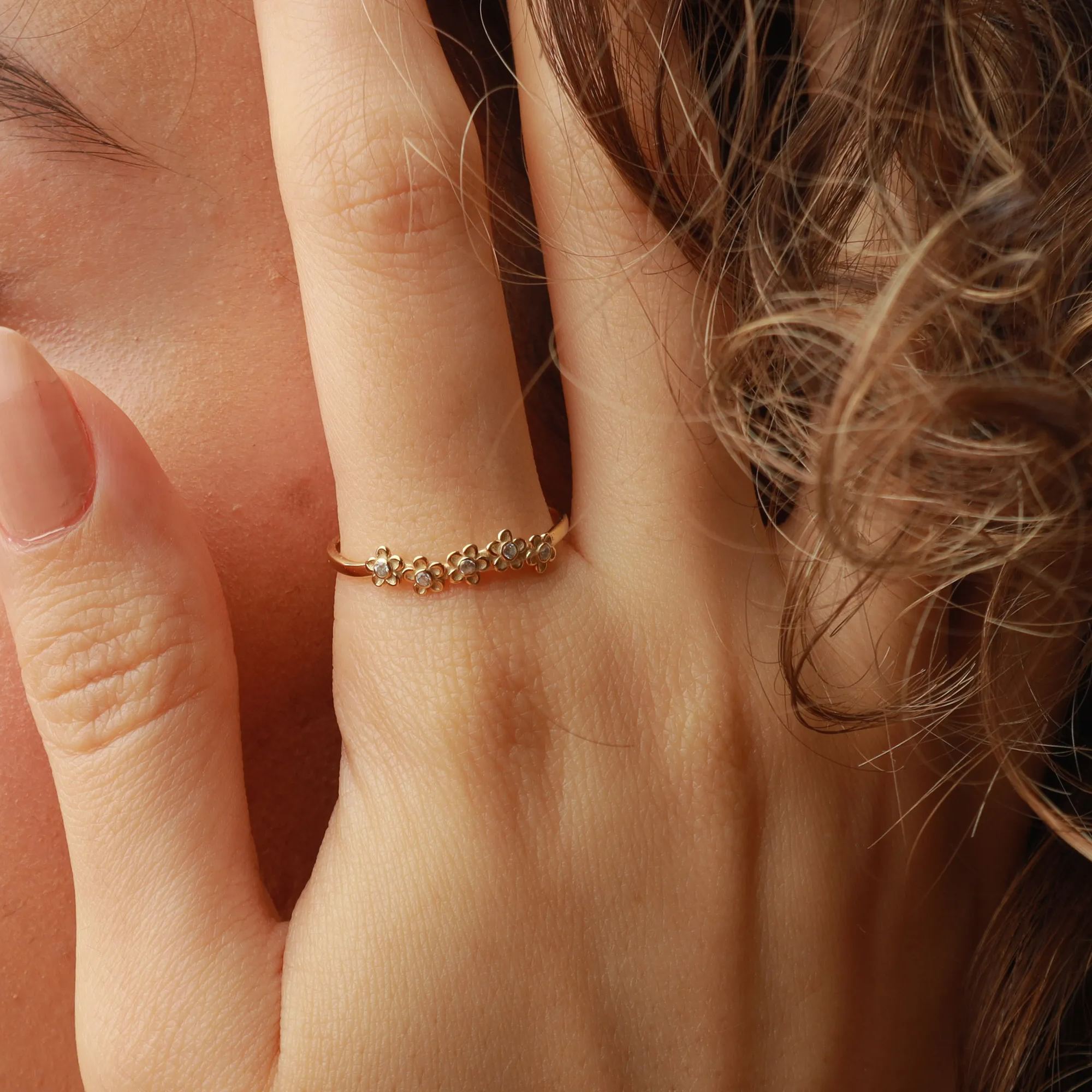 Custom 1-5 Birthstone Daisy Ring
