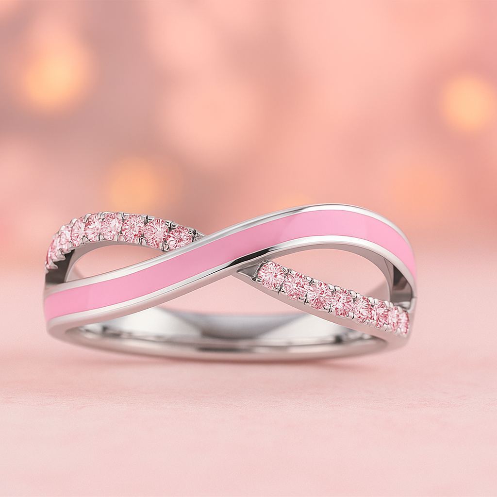 Breast Cancer Awareness Pink Crossing Ring