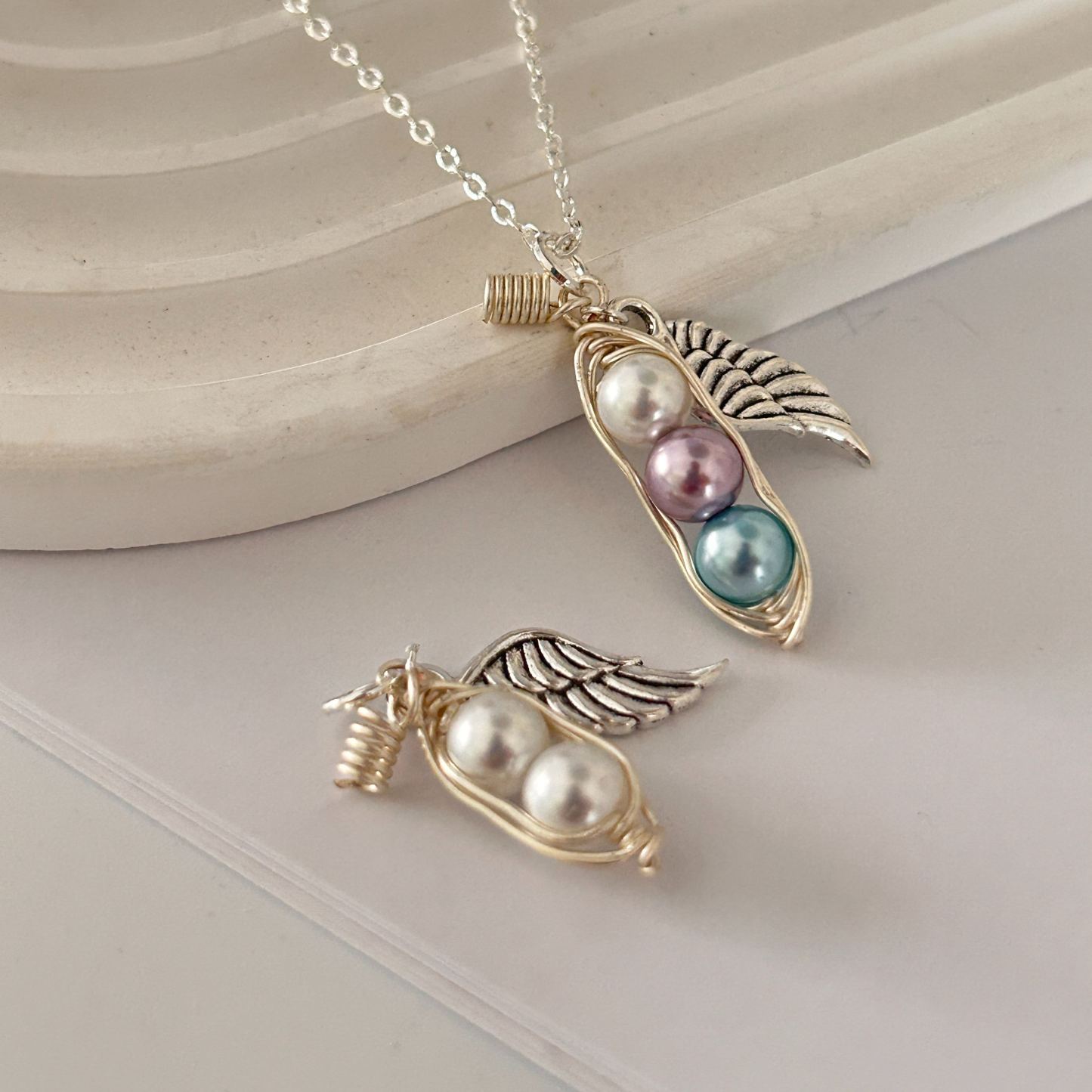 Rainbow Baby Sweet Pea Necklace