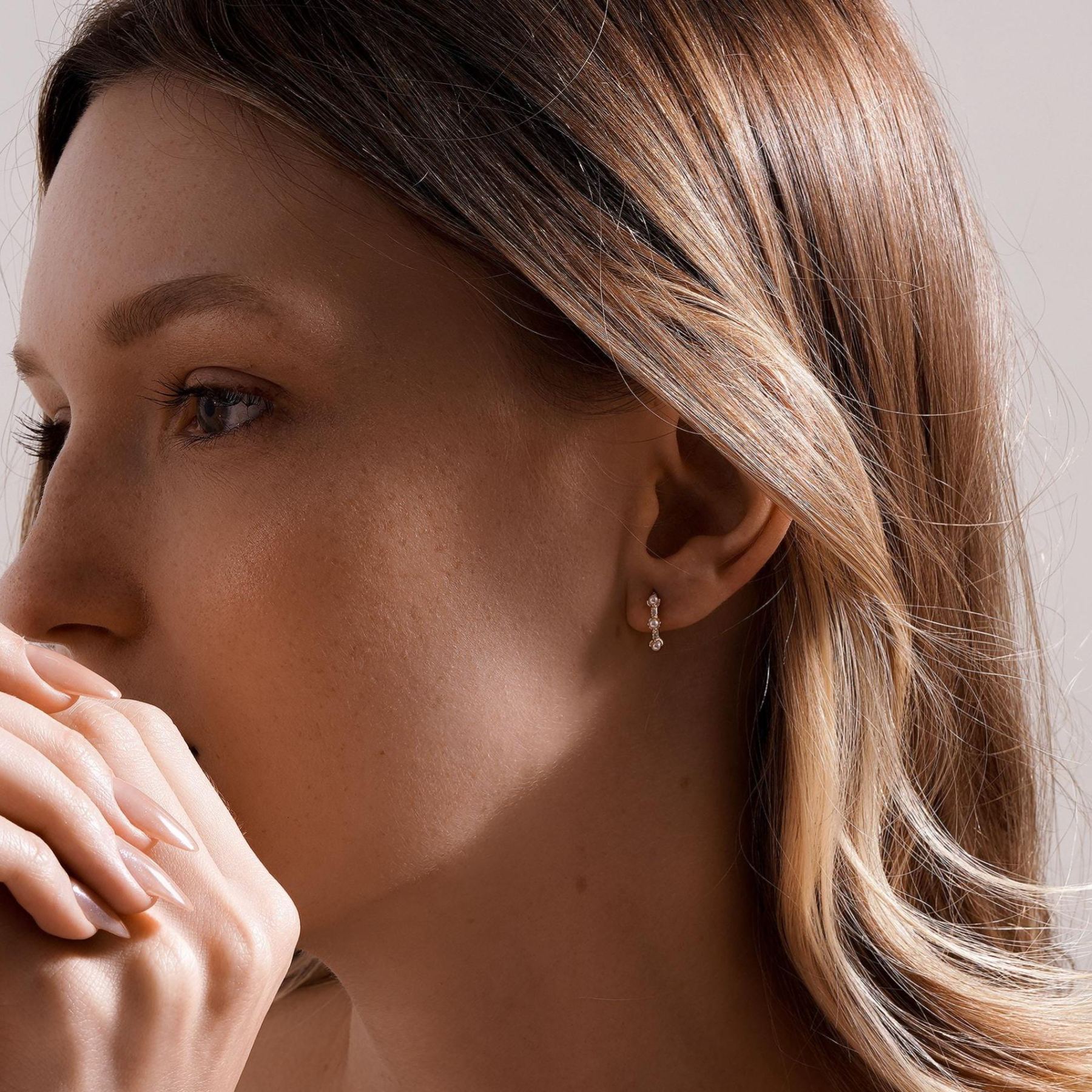 Minimalist Pearl Huggie Hoop Earrings
