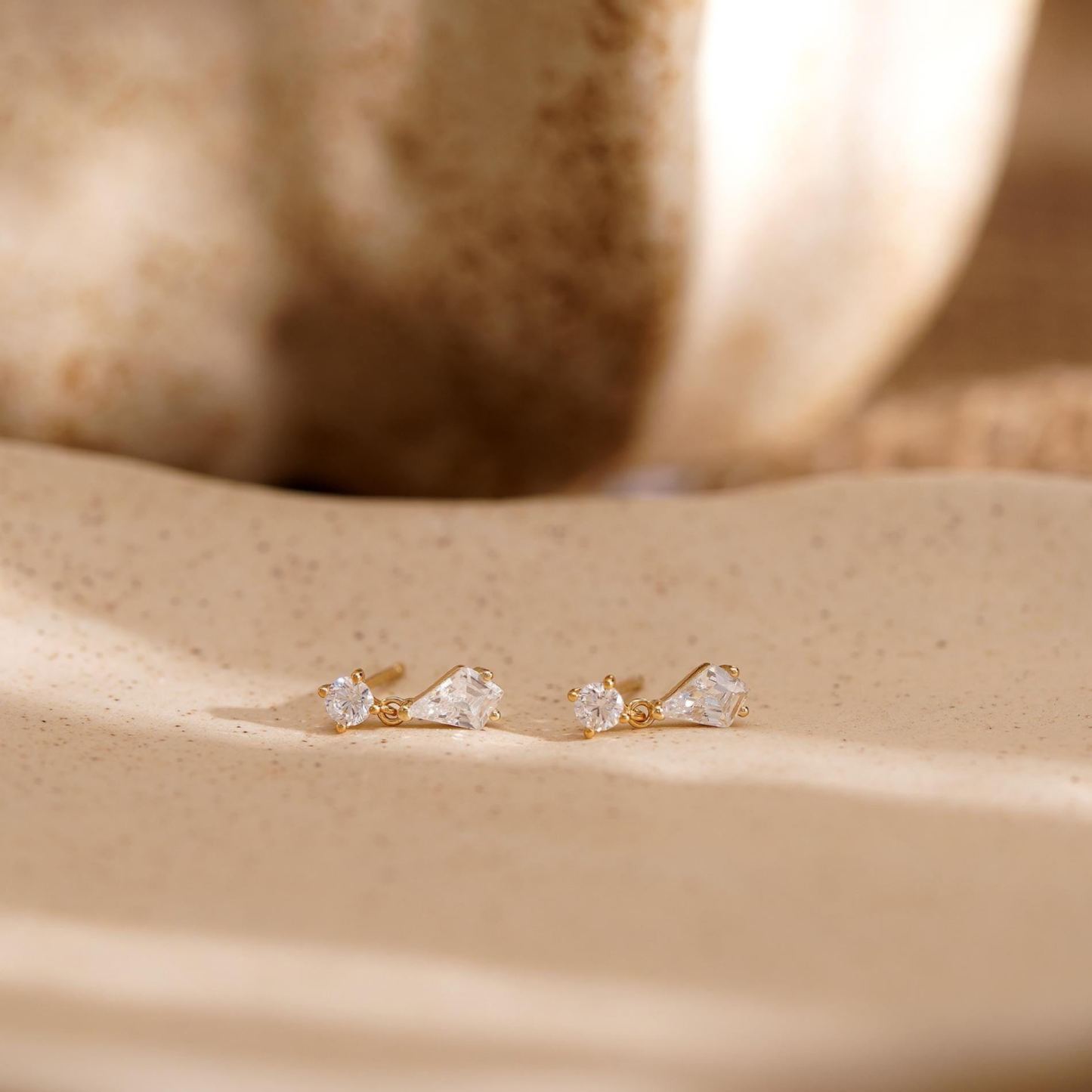 Classic Diamond Teardrop Stud Earrings