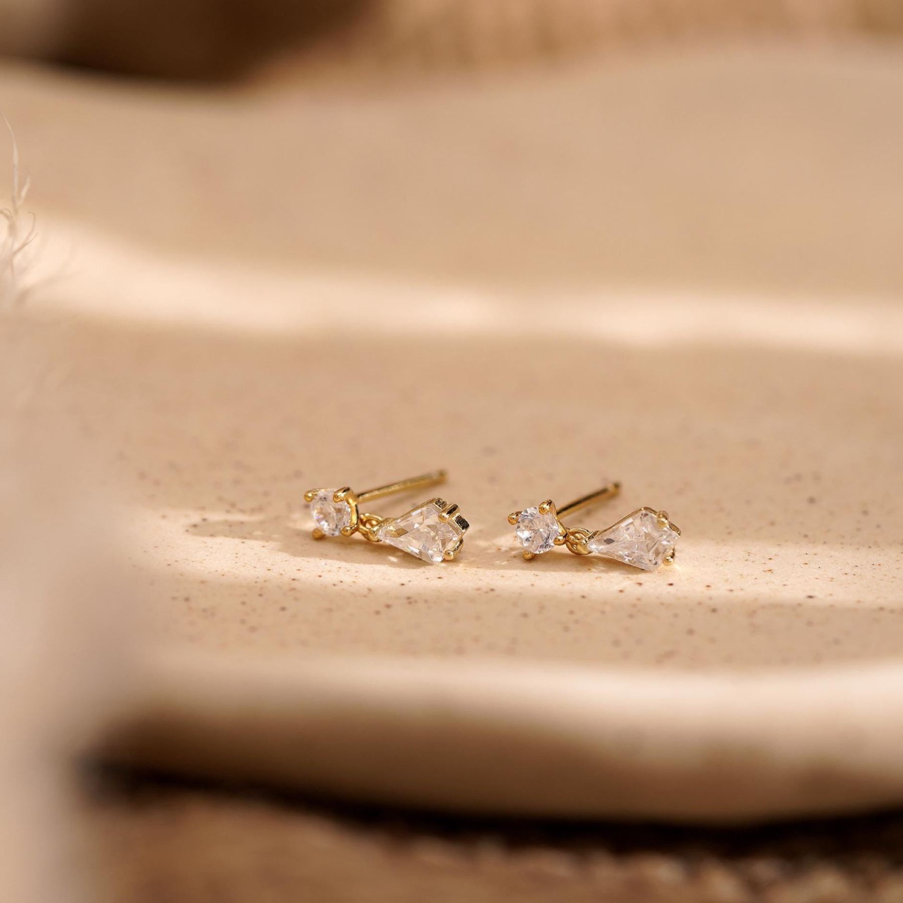 Classic Diamond Teardrop Stud Earrings