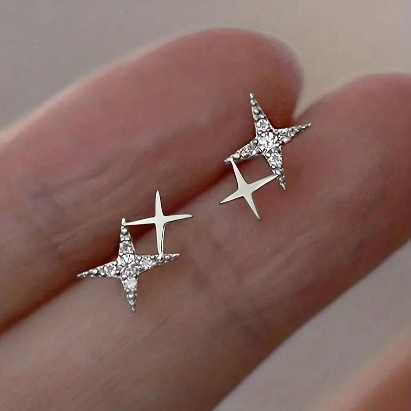 Double Star Shaped Inlaid Earrings