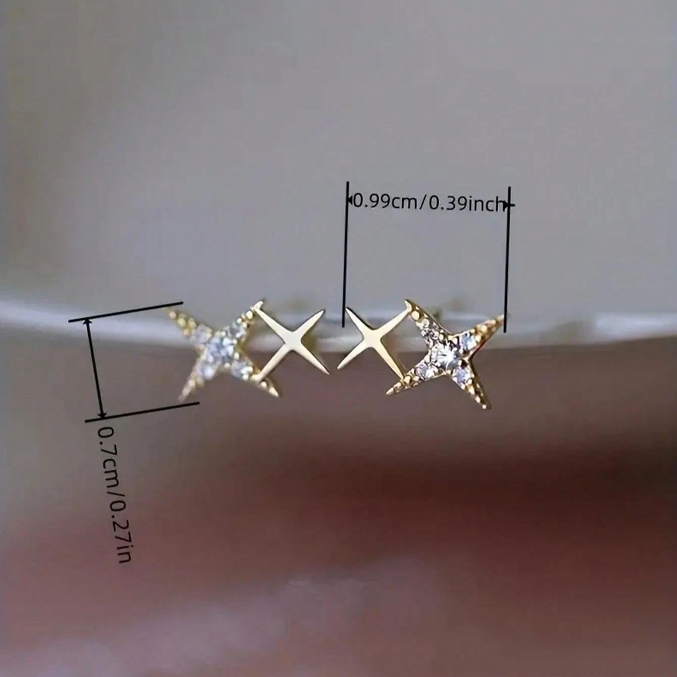 Double Star Shaped Inlaid Earrings