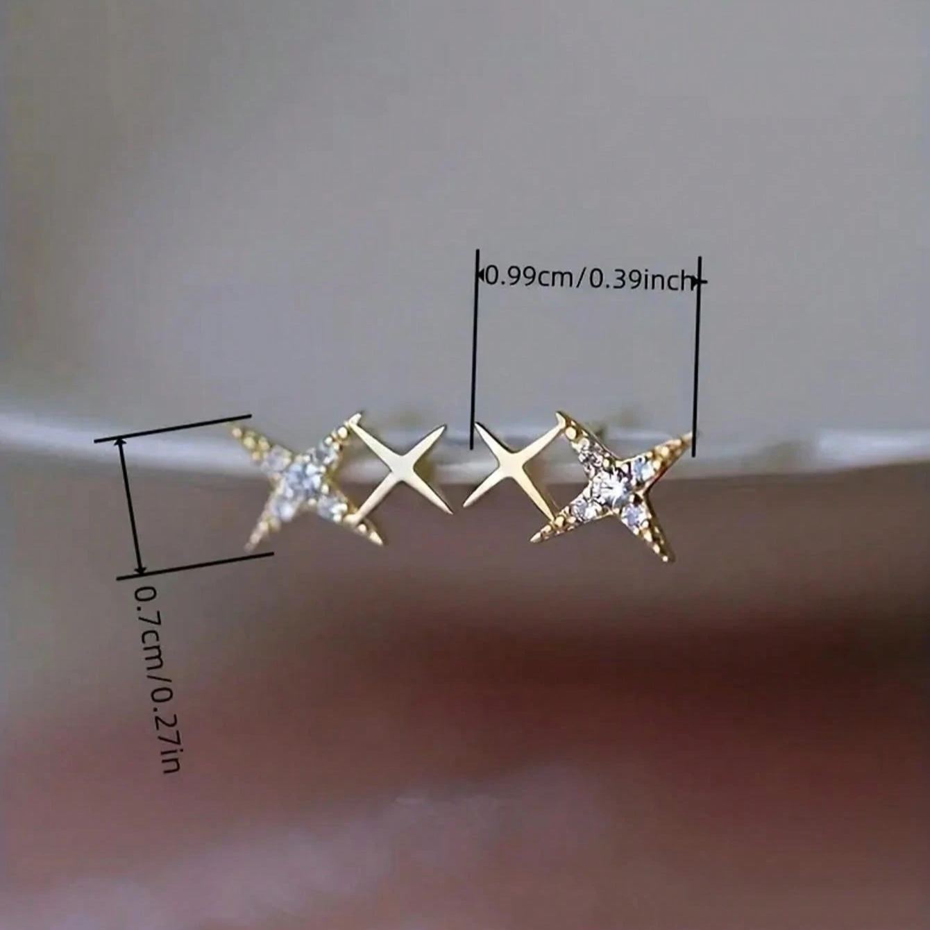 Double Star Shaped Inlaid Earrings