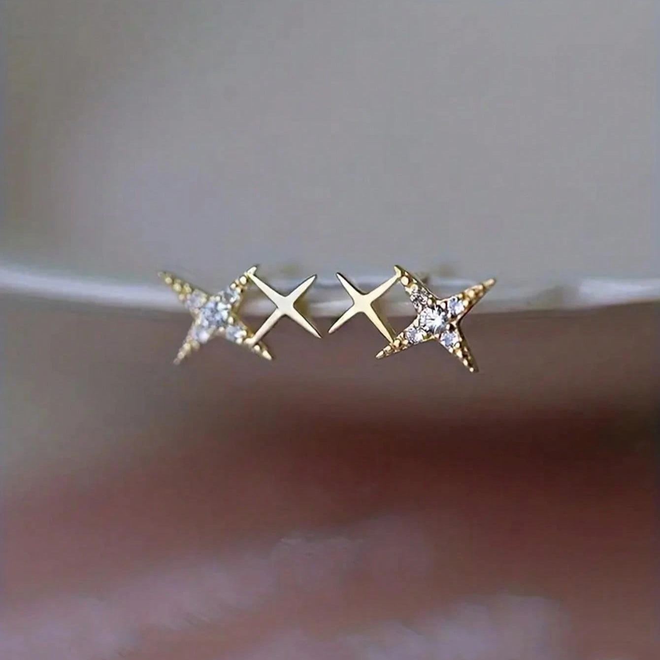 Double Star Shaped Inlaid Earrings