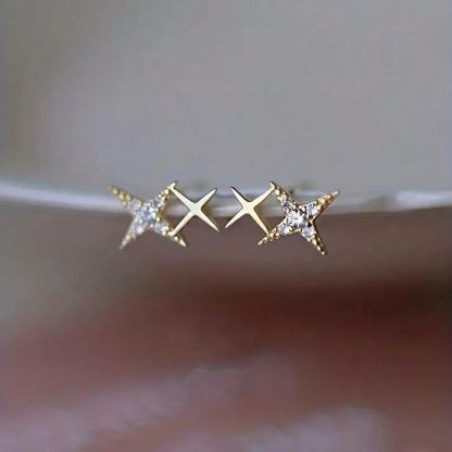 Double Star Shaped Inlaid Earrings