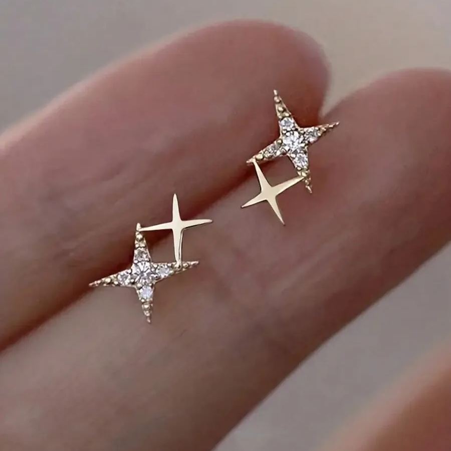 Double Star Shaped Inlaid Earrings