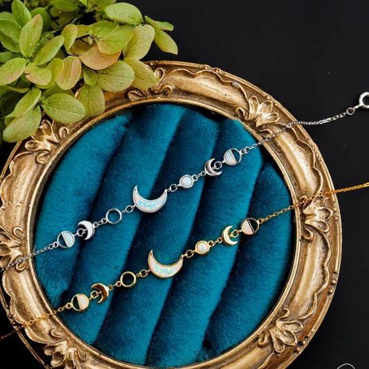 White Opal Moon Phases Anklet Bracelet