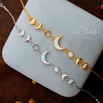White Opal Moon Phases Anklet Bracelet