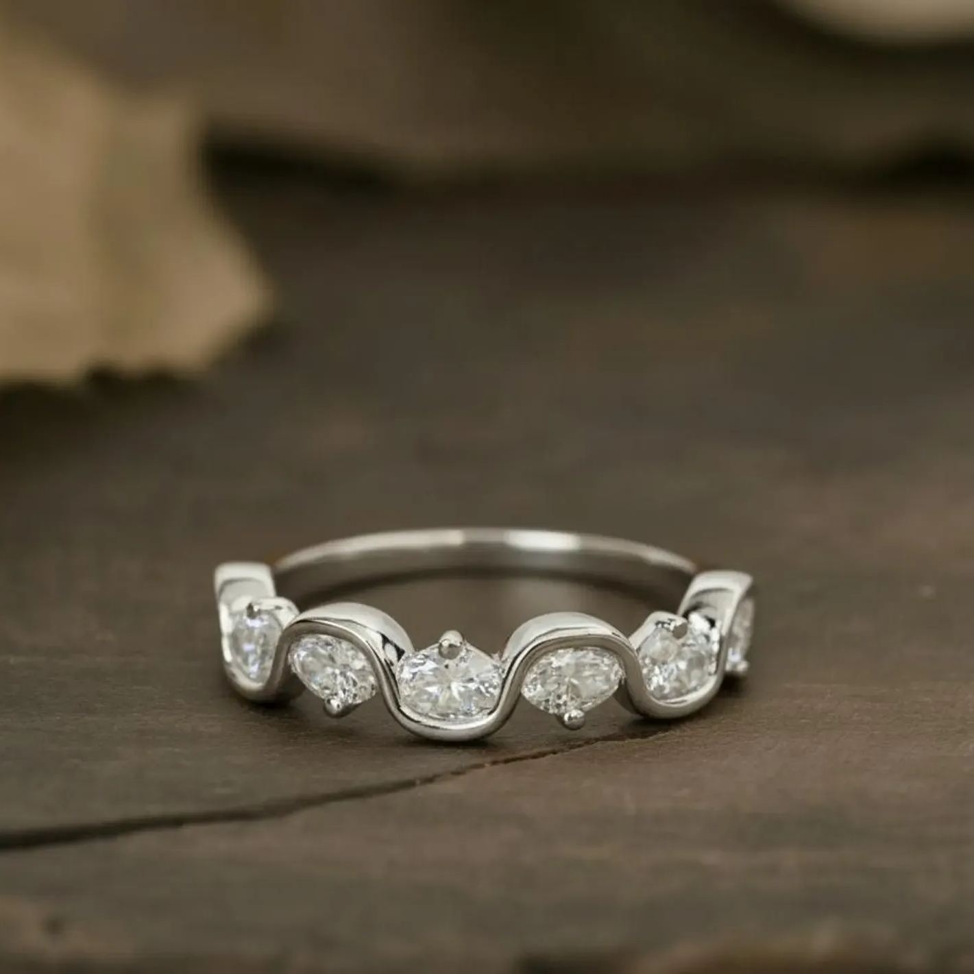 I'll Be With You Oval Cut Moissanite Wave Ring