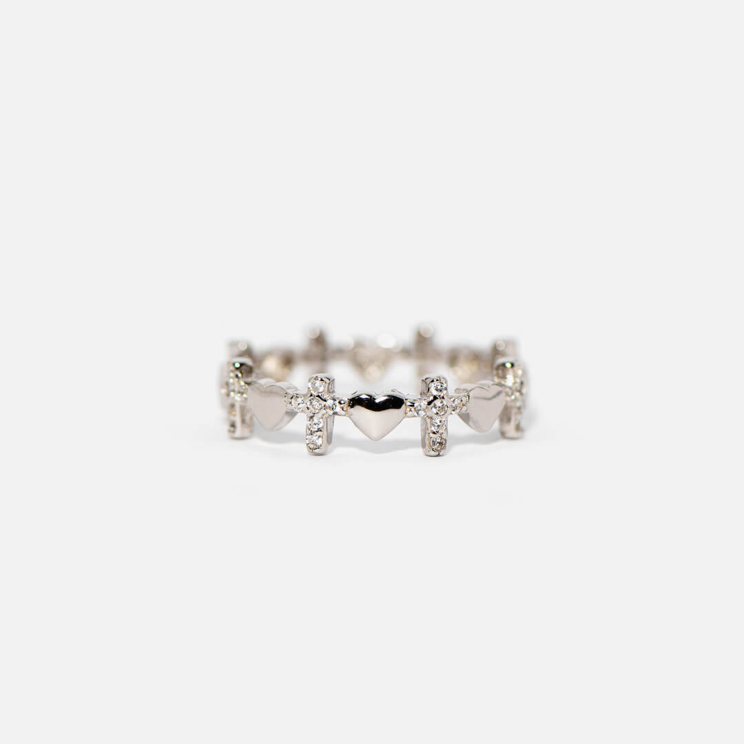 TO MY DAUGHTER"PRAYTHROUGH IT" HEART& CROSS RING