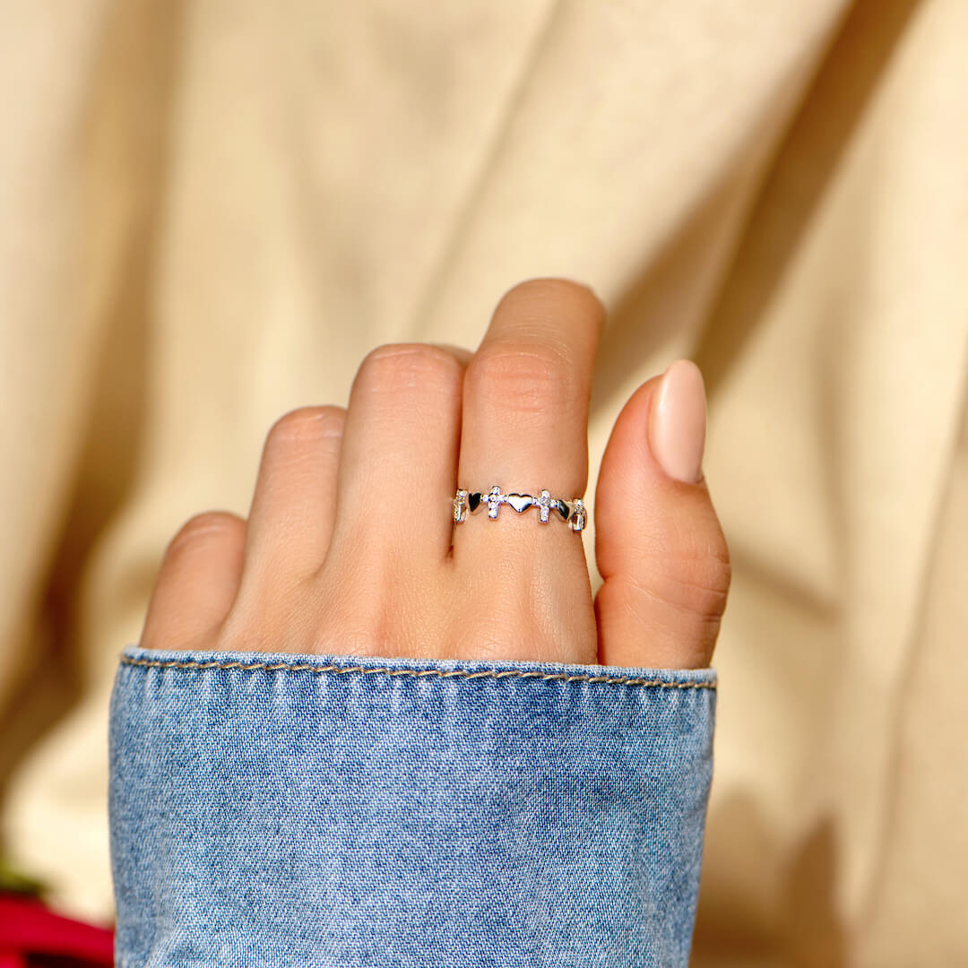 TO MY DAUGHTER"PRAYTHROUGH IT" HEART& CROSS RING