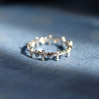 TO MY DAUGHTER"PRAYTHROUGH IT" HEART& CROSS RING