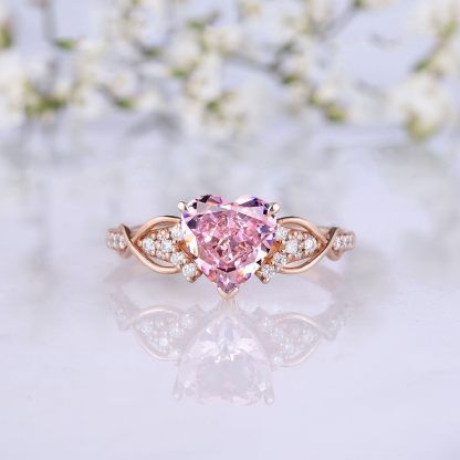 Unique Heart Shaped Pink Ring