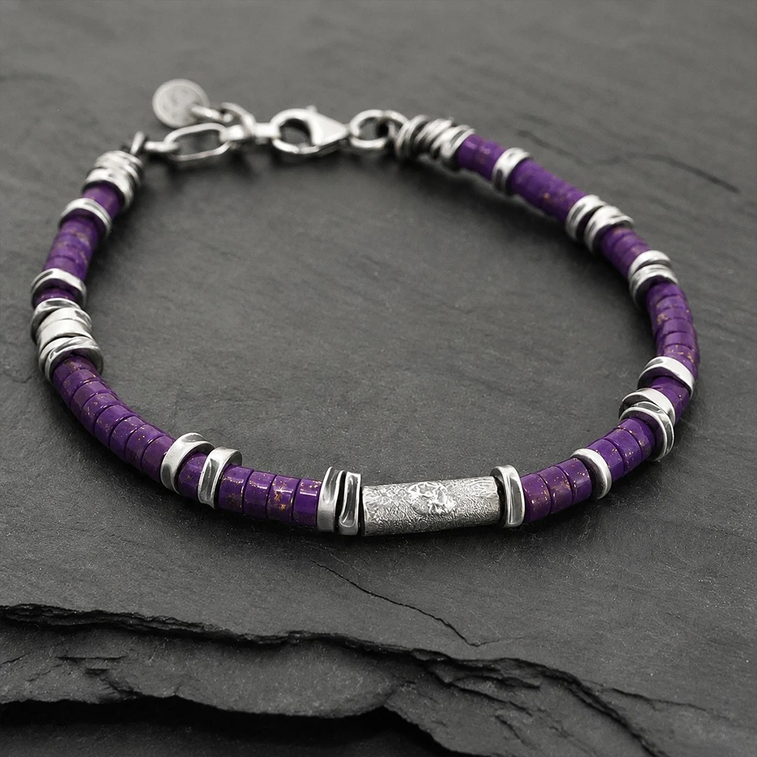 Purple and silver Alzheimer and dementia awareness bracelet