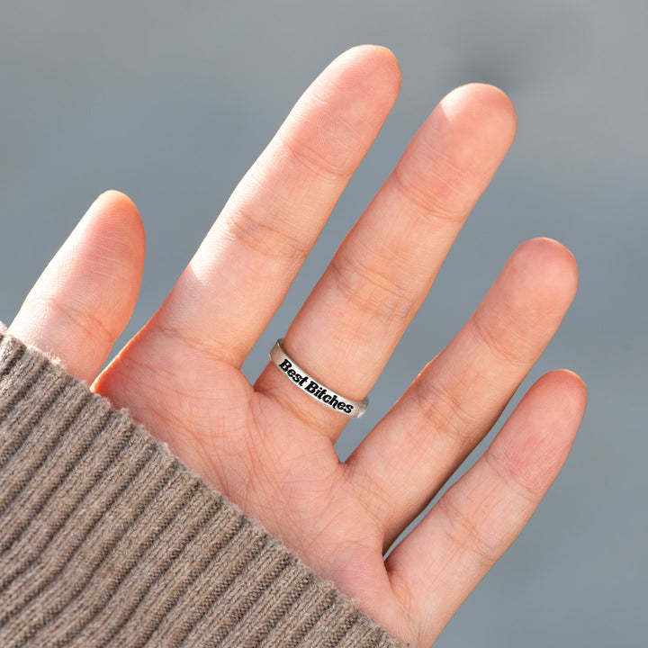 Best Bi♥︎ches Matching Half Enamel Heart-Cut Rings