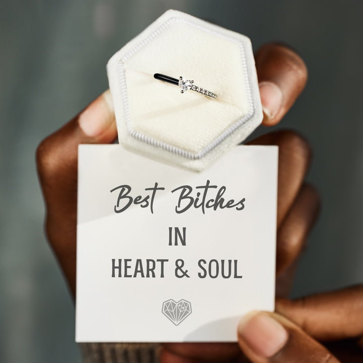 Best Bi♥︎ches Matching Half Enamel Heart-Cut Rings