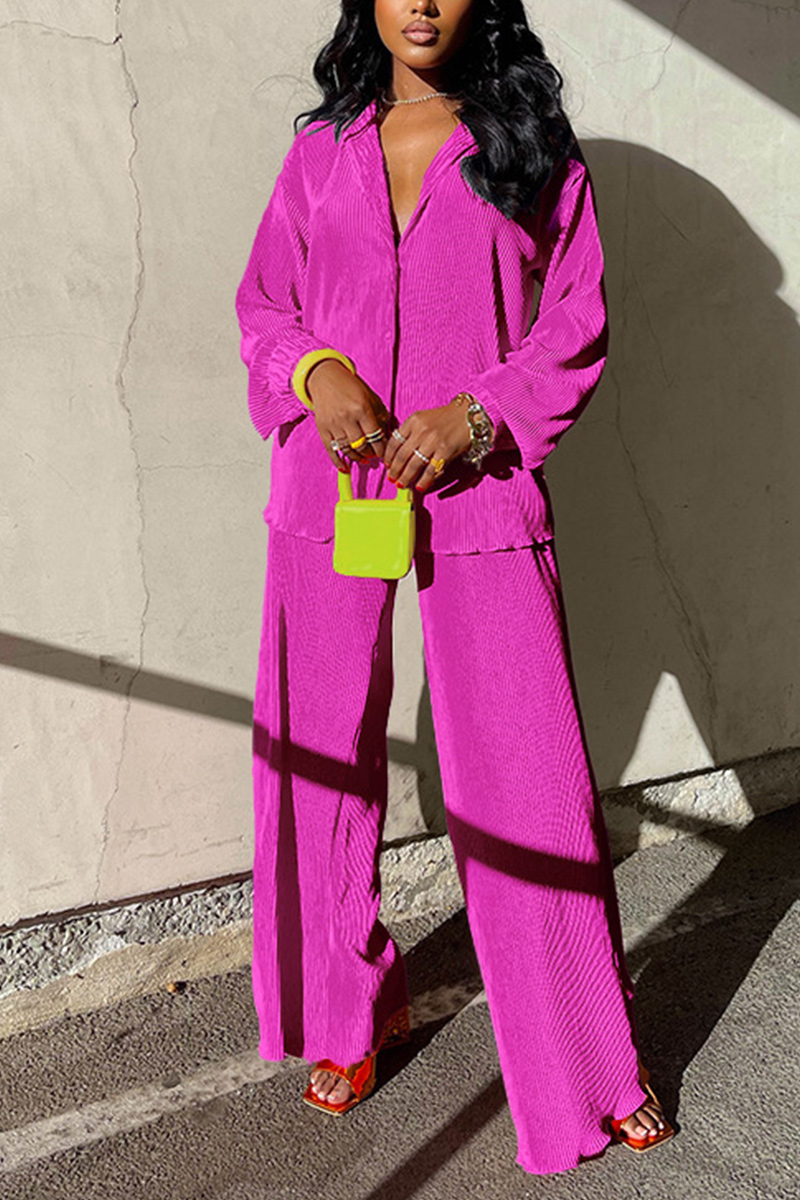 Button Up Pleated Shirt & Pants Set