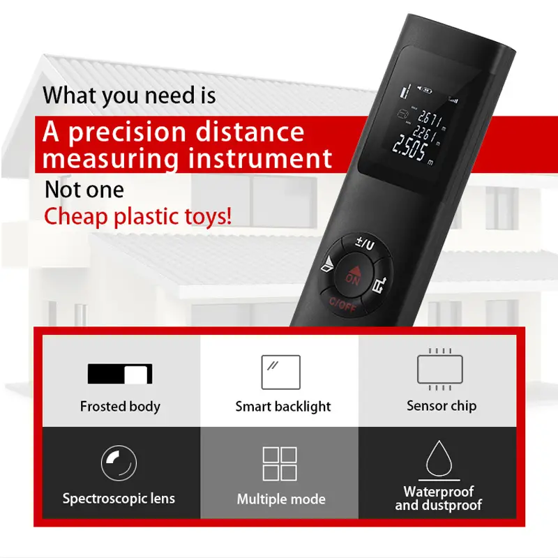 1pc mini handheld lcd digital laser rangefinder 40m 60m multifunctional usb charging laser distance meter for interior decoration 0