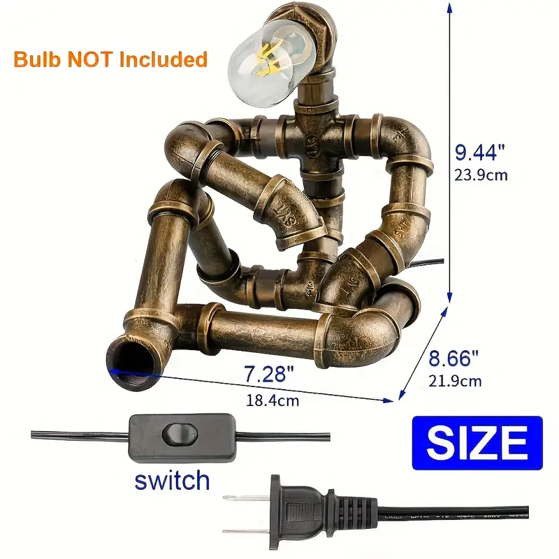 add a vintage industrial touch to your home with this creative robot style steampunk table lamp details 1