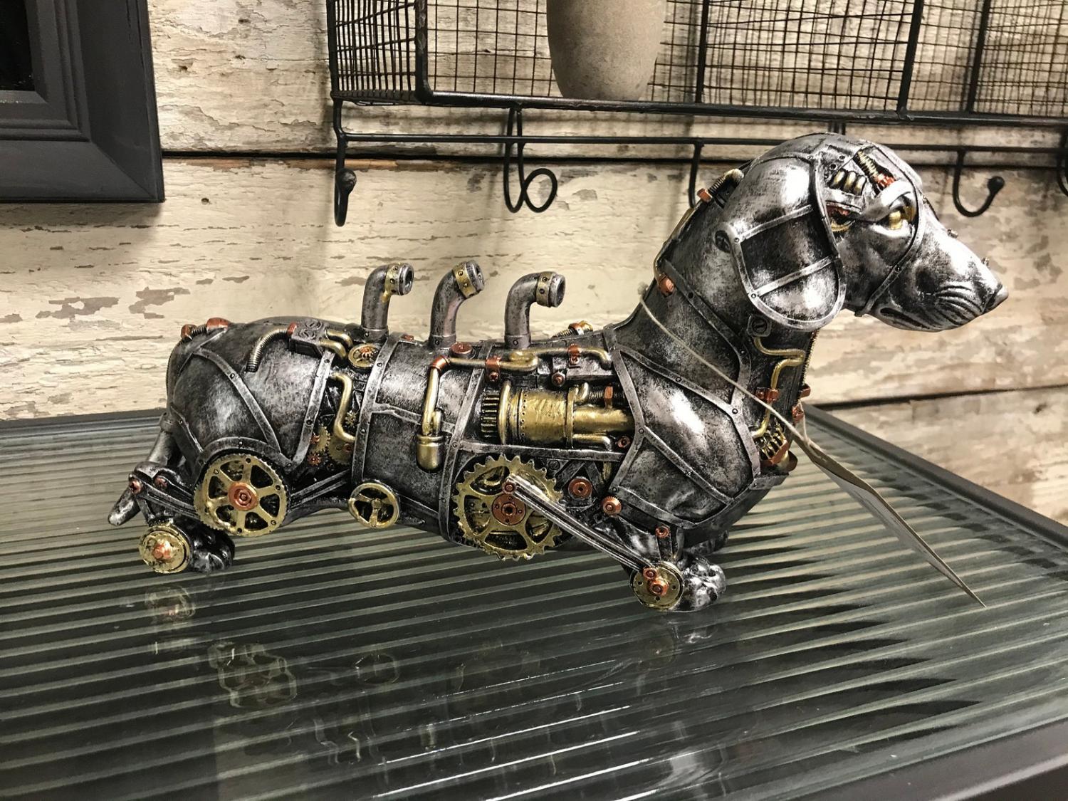 Steampunk Dachshund Dog Statue