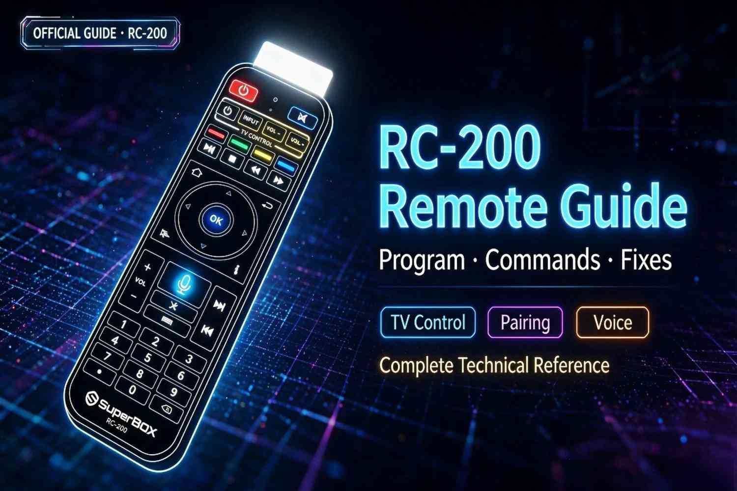 SuperBox RC-200 remote programming guide voice commands and troubleshooting